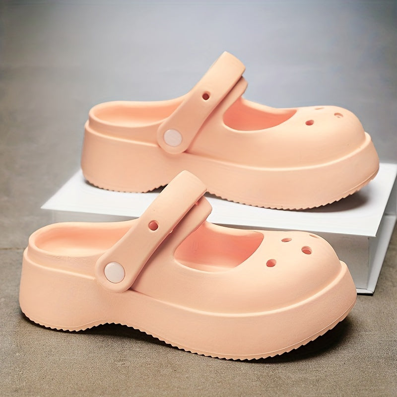 Women's Hollow Out Clogs Closed Toe Slip On Shoes Casual Solid Shoes