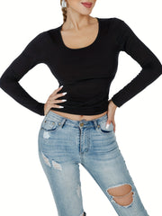 Women's Long Sleeve Crew Neck T-Shirt Soft Casual Sports Top