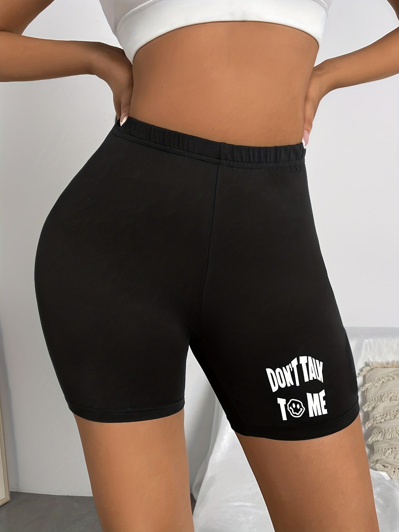 Casual Elastic Waist Workout Shorts for Women