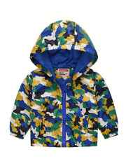 Kids Dino Print Zip Hoodie Cardigan Collar Jacket