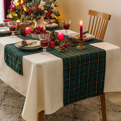 Christmas Green Yellow Plaid Table Runner Home Restaurant Hotel Mat