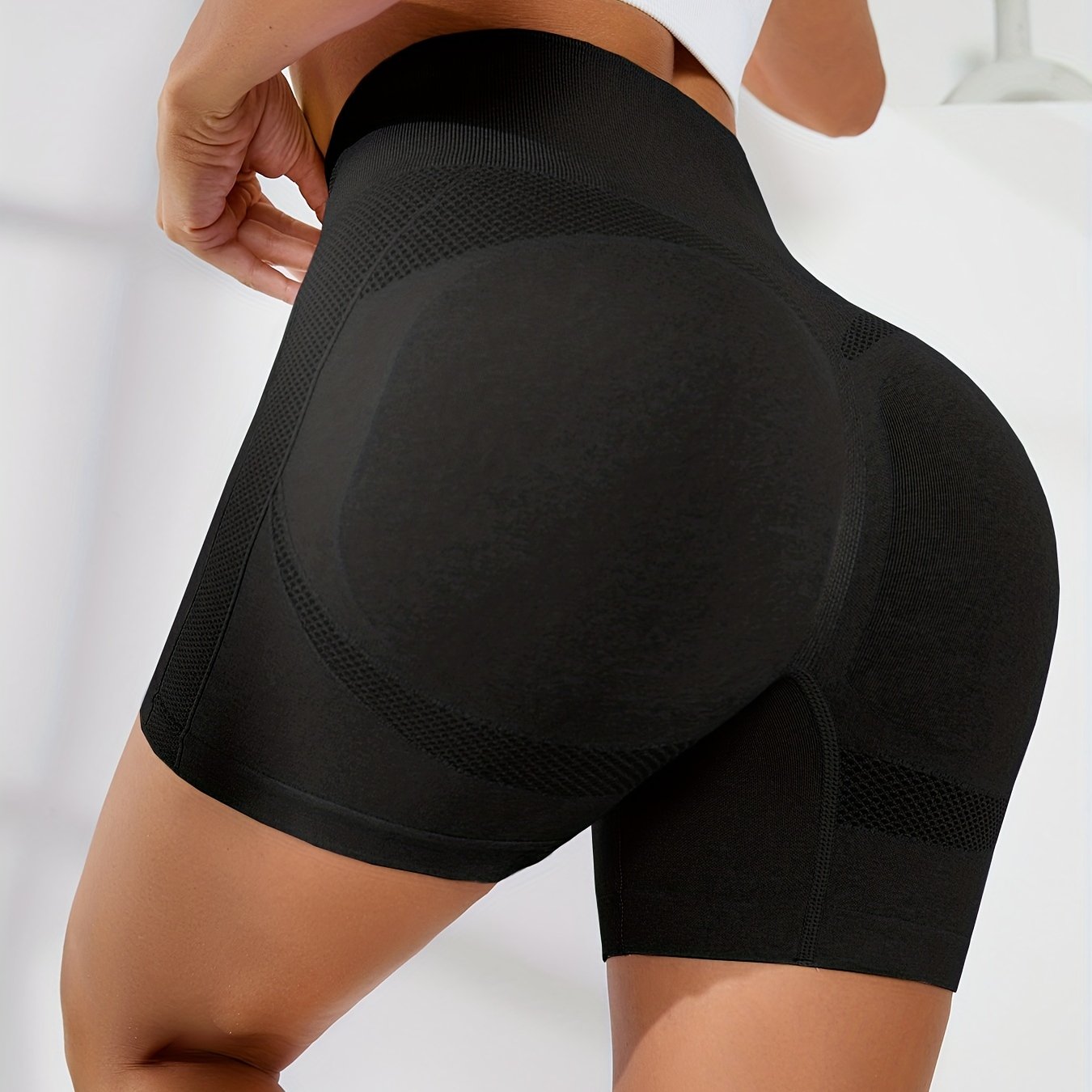 Seamless Hip Lifting Yoga Sports Shorts Wide Waistband Workout Biker Shorts