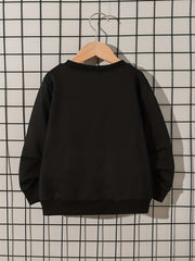 Boys Basketball Hoop Print Sweatshirt Long Sleeve Crew Neck Tops
