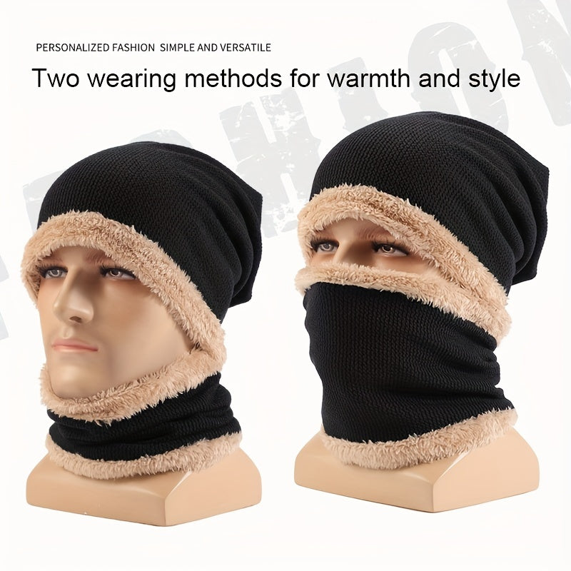 Winter Knitted Beanie Hat & Scarf Set for Men and Women