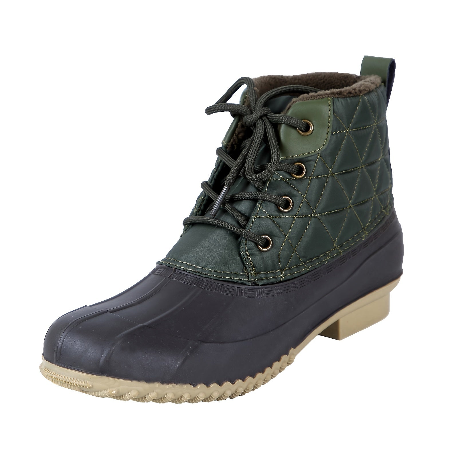 Waterproof Duck Boots Lace Up Chunky Ankle Boots
