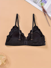 Lace Wireless Bra with Scalloped Trim - Comfortable Floral Lingerie