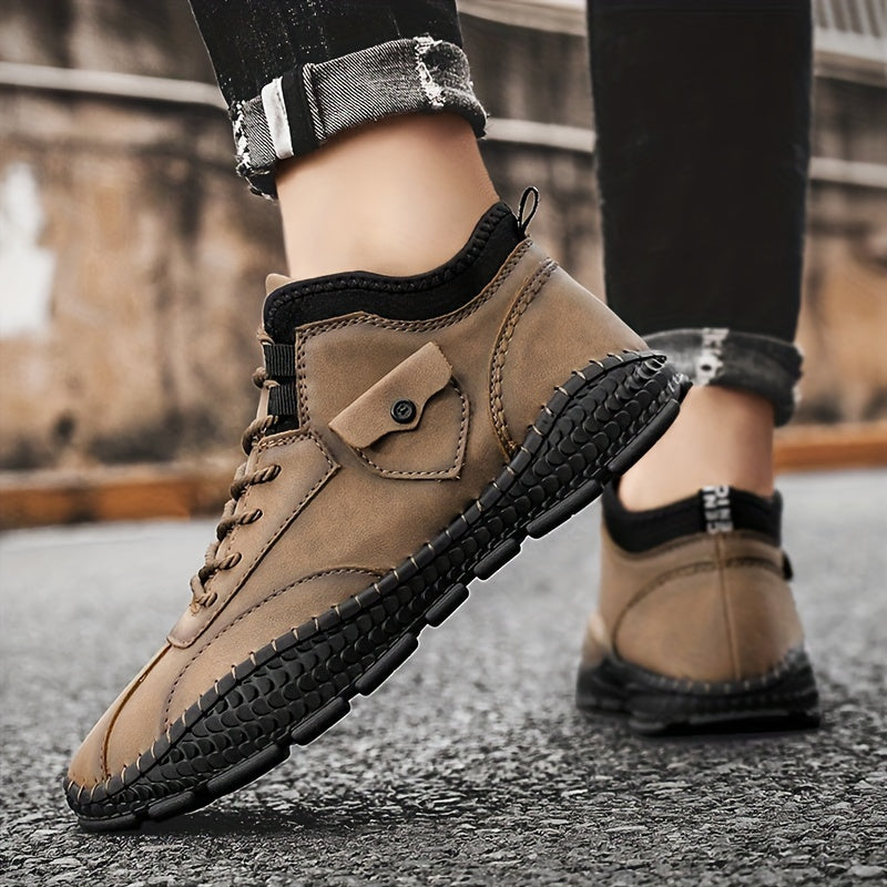 Men's Casual Stitch Solid Low Top Lace up Boots