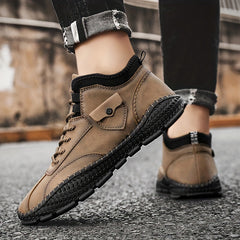 Men's Casual Stitch Solid Low Top Lace up Boots