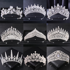 Silvery Crystal Tiara Crowns Party Queen Bridal Wedding Hair Accessories