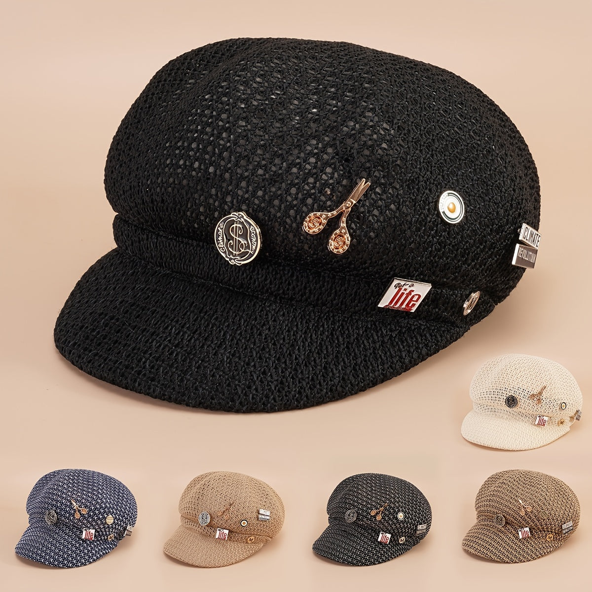 Iron Label Newsboy Cap Women's British Style Crochet Lightweight Breathable