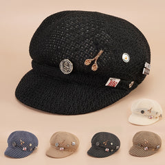 Iron Label Newsboy Cap Women's British Style Crochet Lightweight Breathable
