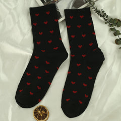 Heart Print Socks Mid Tube Women's Stockings