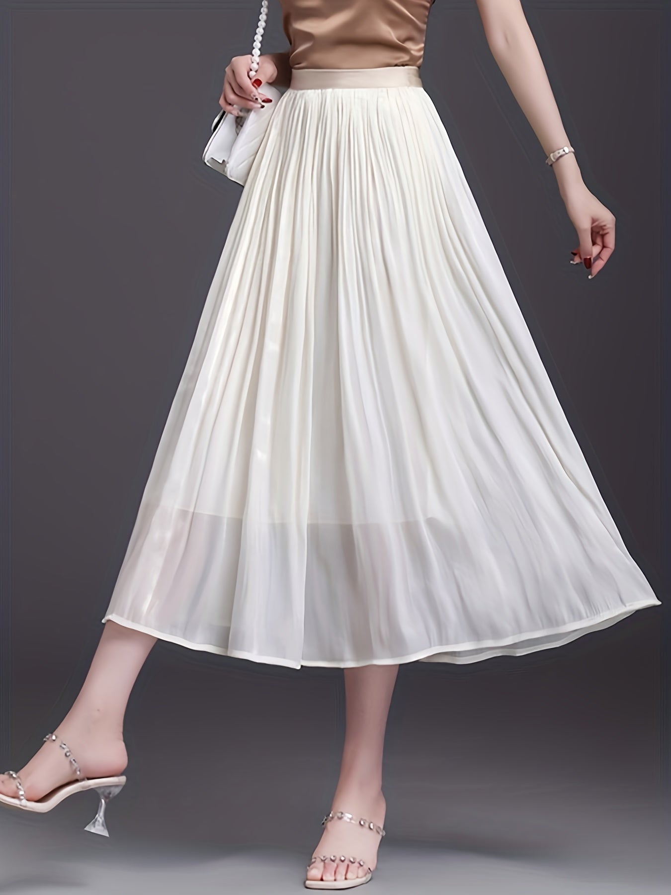 Pleated Elastic Waist Skirt for Women Spring & Summer