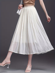Pleated Elastic Waist Skirt for Women Spring & Summer