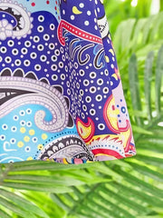 Paisley Print Layered Dress V Neck Flared Sleeve Dress