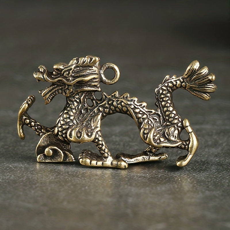 Chinese Dragon Brass Keychain Pendant DIY Copperware Decoration