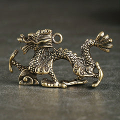 Chinese Dragon Brass Keychain Pendant DIY Copperware Decoration