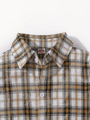 Toddler Boys Plaid Shirts Long Sleeve Button Down Tops