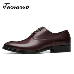 FARWARWO Men's Leather Oxford Shoes Pointed Toe Formal Comfortable Dress Shoes