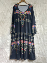 Tribal Print Long Sleeve Maxi Dress