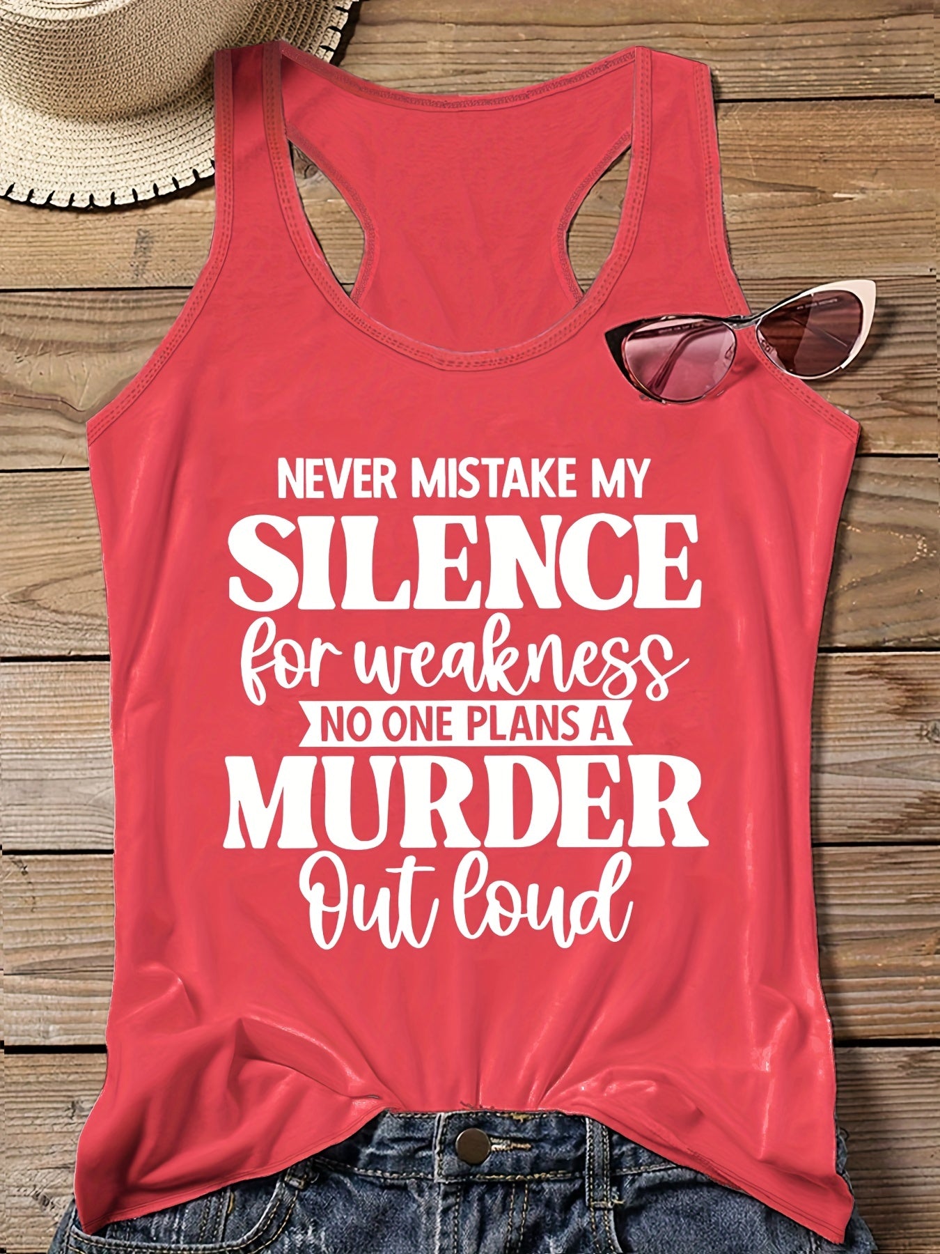 Women's Slogan Print Vest Top