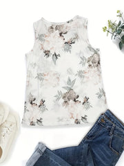 Floral Tank Top V Neck Summer Sleeveless
