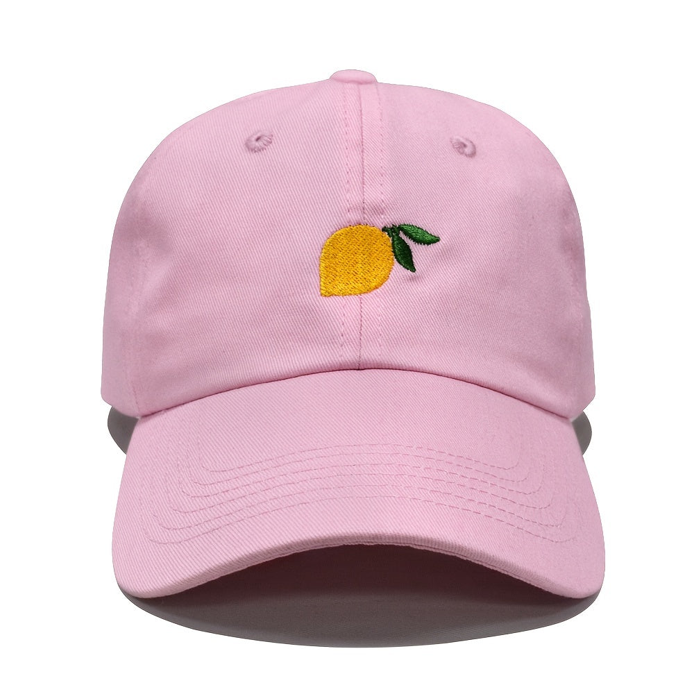 Lemon Embroidery Baseball Cap Solid Dad Hat Adjustable Sun Hats For Women