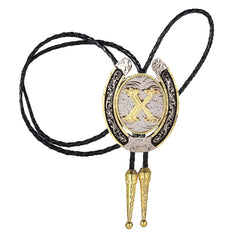 Round Natural Letter X Western Cowboy BOLO Tie Zinc Alloy Shirt Accessory