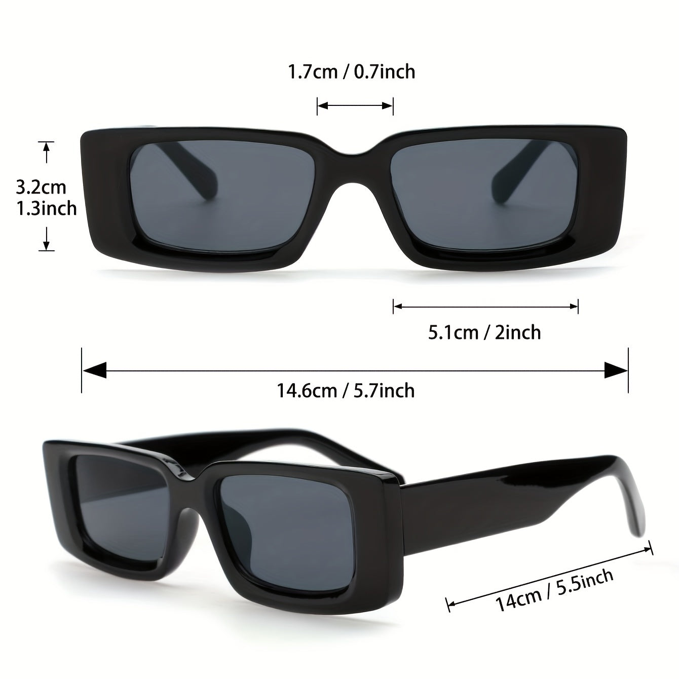 Square Frame Sunglasses Vintage Eyewear With Glasses Case