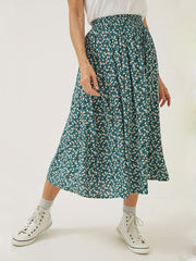 Floral Print Pleated Skirt for Spring & Summer Vacation
