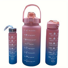 3pcs Gradient Water Bottles Shatterproof Time Marked