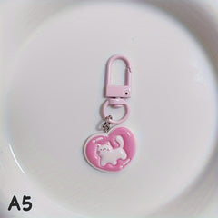 Animal Mini Keychain Pendant Rabbit Cat Keyring Earphone Case Decoration