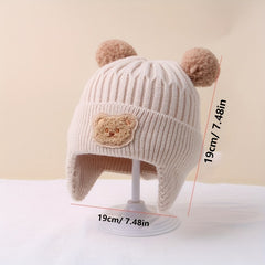 Winter Baby Beanie Cartoon Bear Ear Protection Knitted Hat