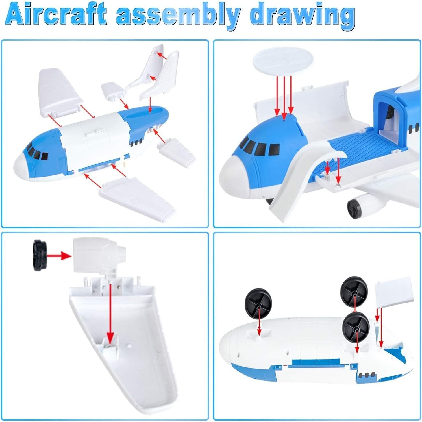 Airplane Toy with Mini Toy Cars Storage Series, Educational Toy for Kids