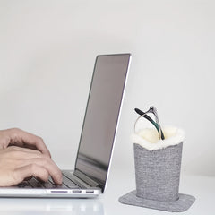 Plush Lined Eyeglasses Holder Linen Stand Organizer for Desk