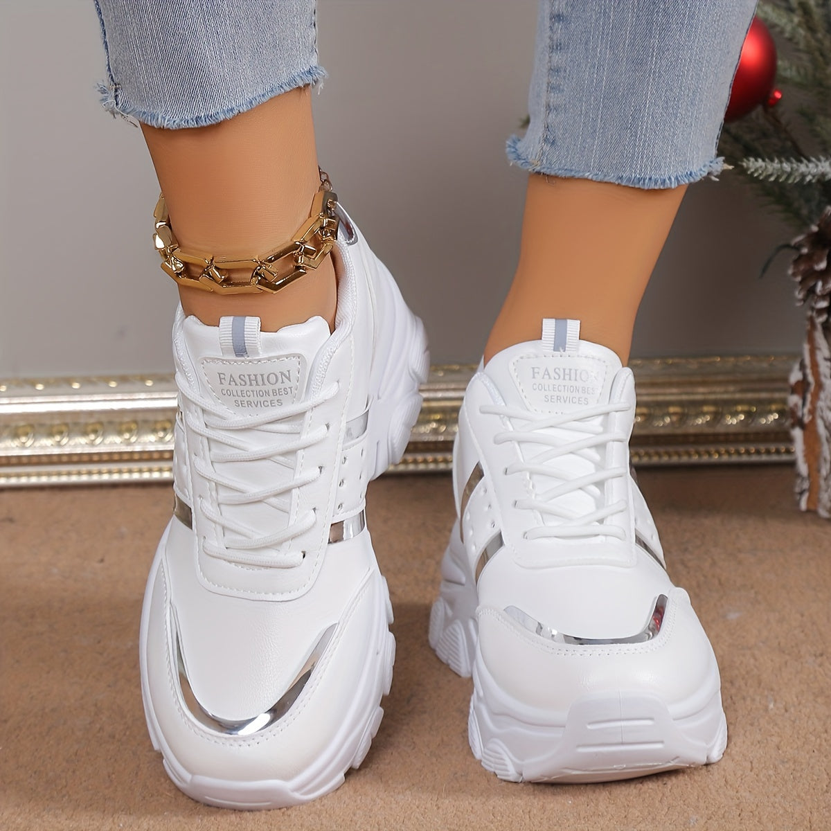 Reflective Chunky Sneakers Waterproof Running Shoes