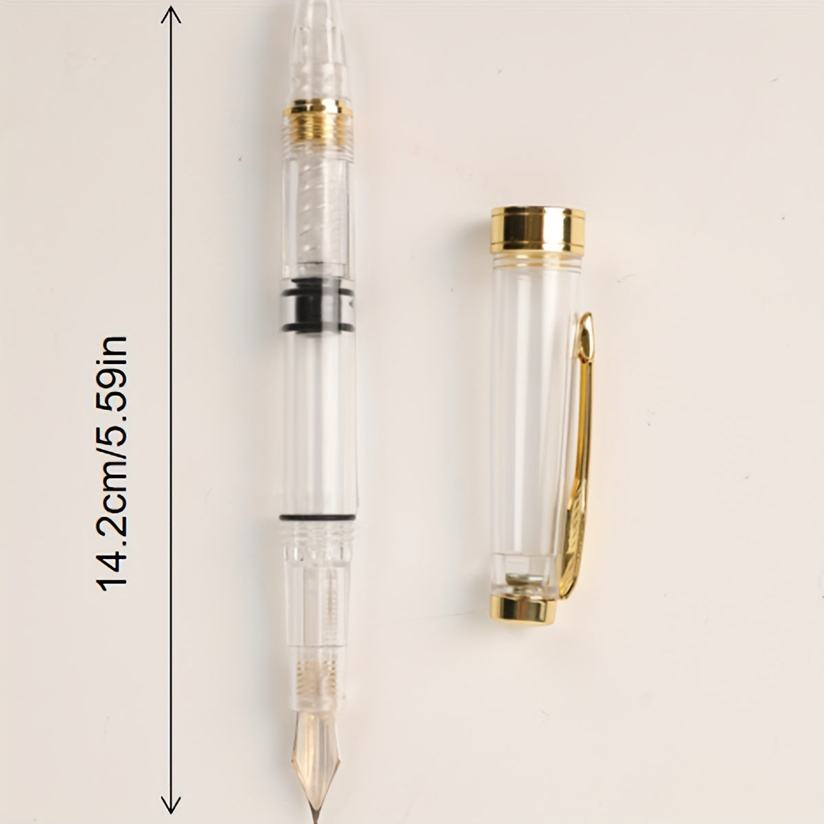 Clear Demonstrator Fountain Pen Fine Nib Silver Clip