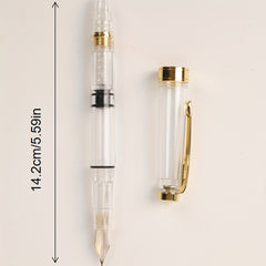 Clear Demonstrator Fountain Pen Fine Nib Silver Clip