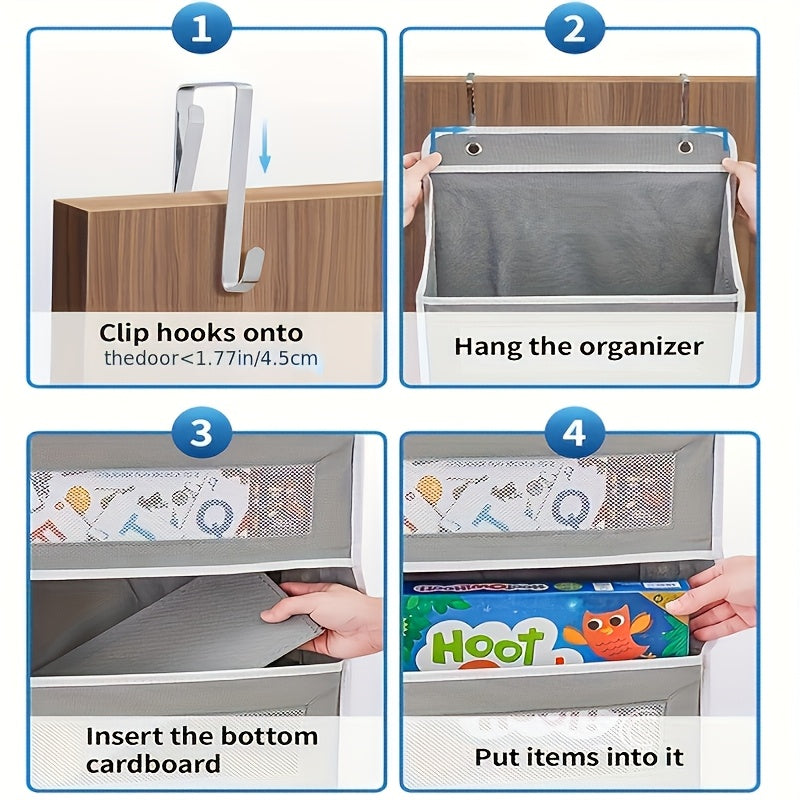 Over the Door Fabric Storage Organizer Gray