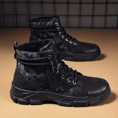 Men's Camo Tactical Boots for Outdoor Hiking - Wear Resistant Combat Boots