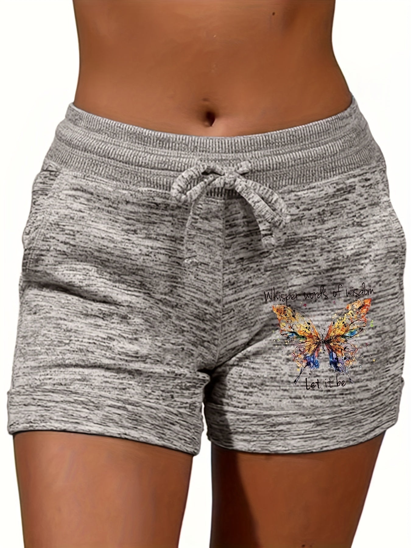 Butterfly Print Drawstring Shorts Women's Casual Spring Summer Clothing