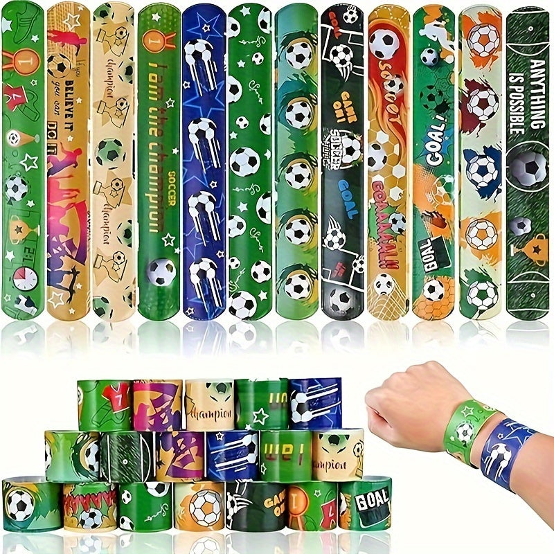 Soccer Slap Bracelets 12pcs Football Designs Wristbands Party Favors