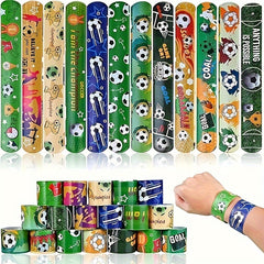 Soccer Slap Bracelets 12pcs Football Designs Wristbands Party Favors