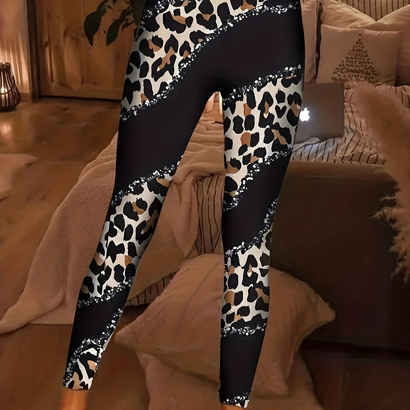 Colorblock Leopard High Rise Skinny Leggings