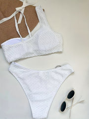Ring Linked Cut Out High Cut Bikini Set