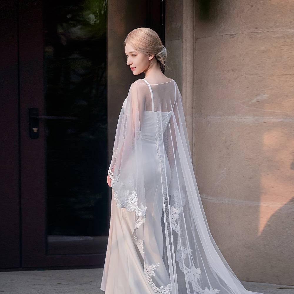 Floral Lace Wedding Veil Floor Length Train Bridal Accessory