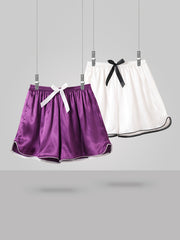2 Sets Bow Satin Sleep Shorts Women's Sleepwear