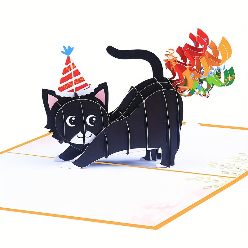 3D Pop Up Birthday Card Cat Farting Confetti Funny Card