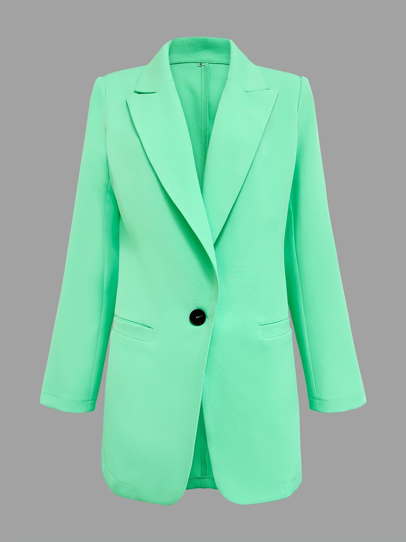 Solid One Button Blazer Lapel Long Sleeve Work Office Outerwear Women's Clothing