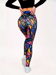 Geometric Print Yoga Pants High Waist Slimming Leggings Women's Activewear